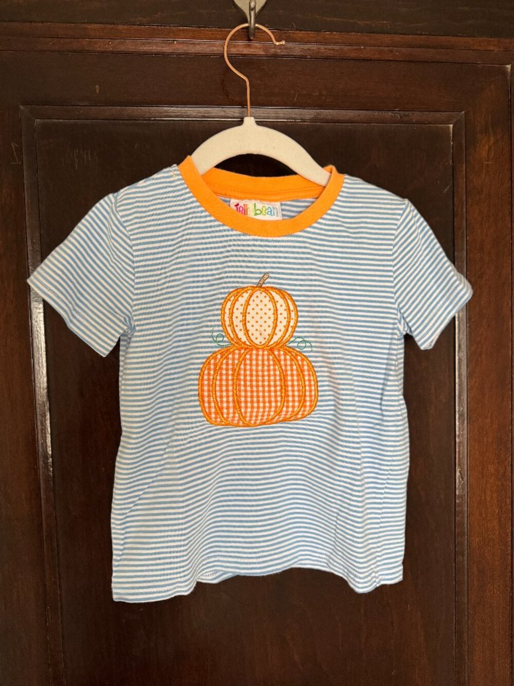Jellybean Applique Pumpkin Short-Sleeve Shirt - 24M